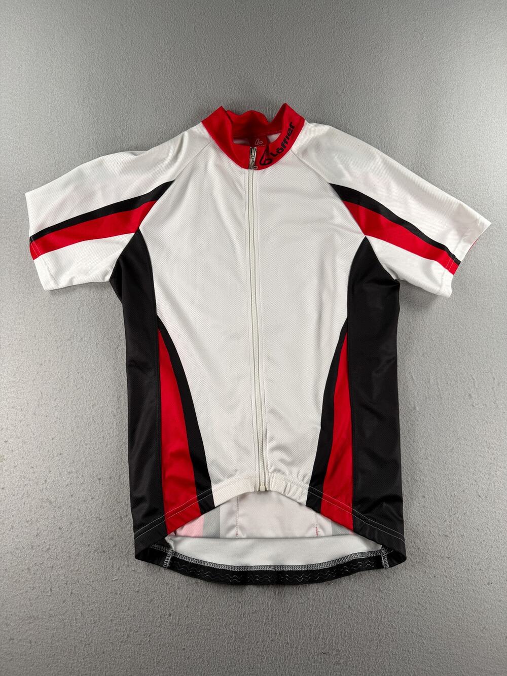 Löffler Men's Cycling Jersey Size 48 S White Red Black Full Zip Short Sleeve